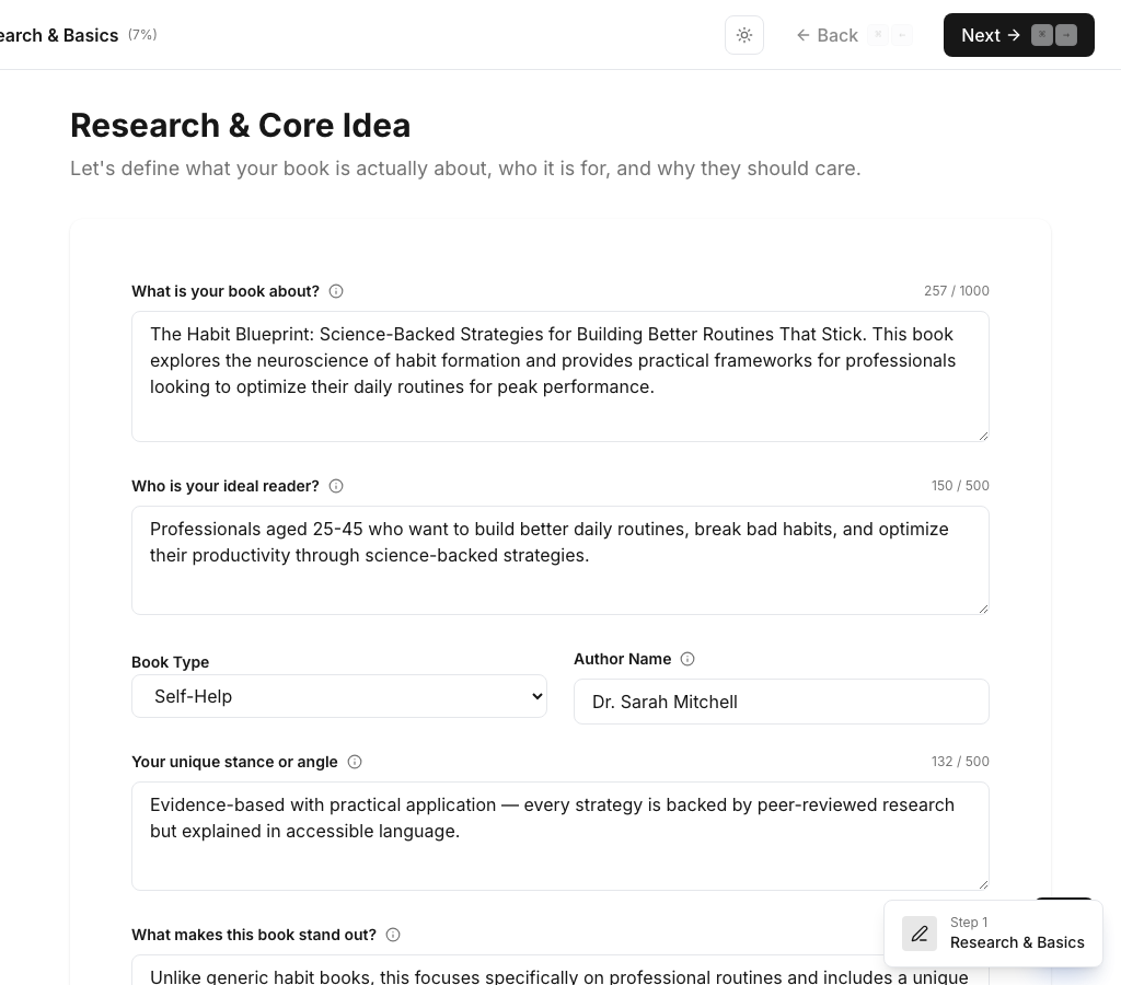 CoWriter Research & Basics interface